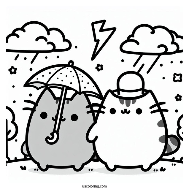 Pusheen And Stormy Walking In Park