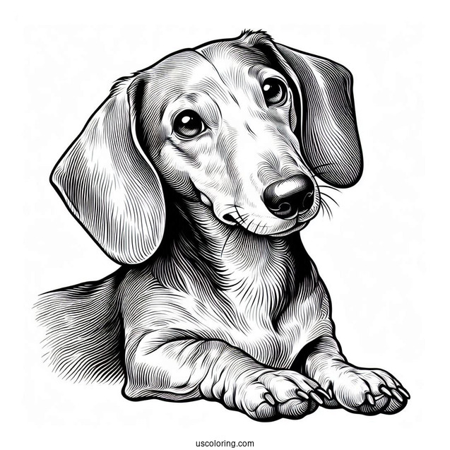Close Up Of Dachshund Coloring Page