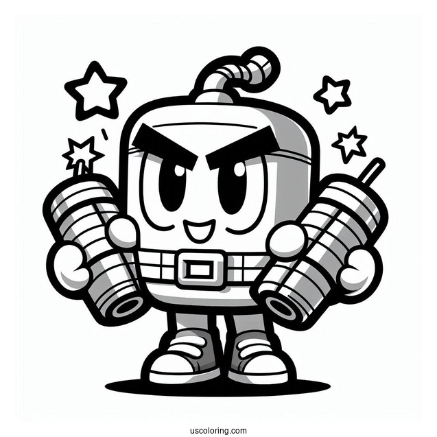 Brawl Stars Coloring Page Of Dynamike Holding Dynamites