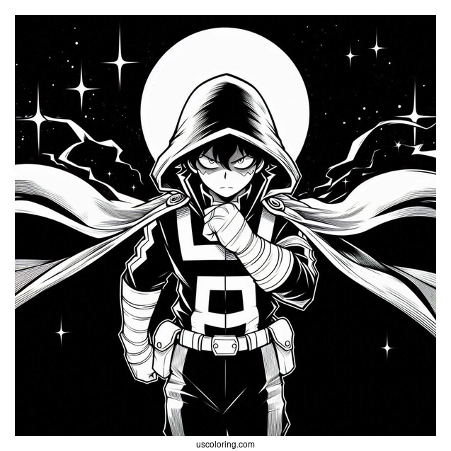Villain Deku Coloring Page At Night