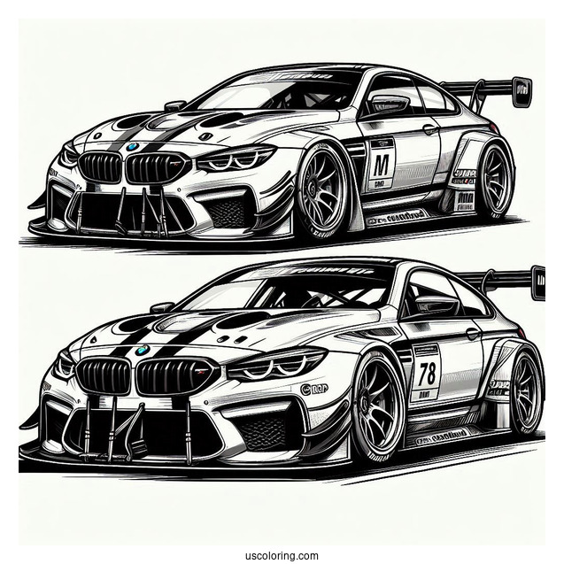Realistic BMW Coloring Page M6 GT3 Racing