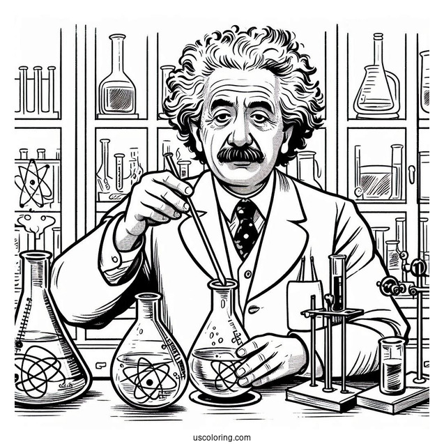 Albert Einstein Performing Laboratory Science Coloring Page Of Experiment