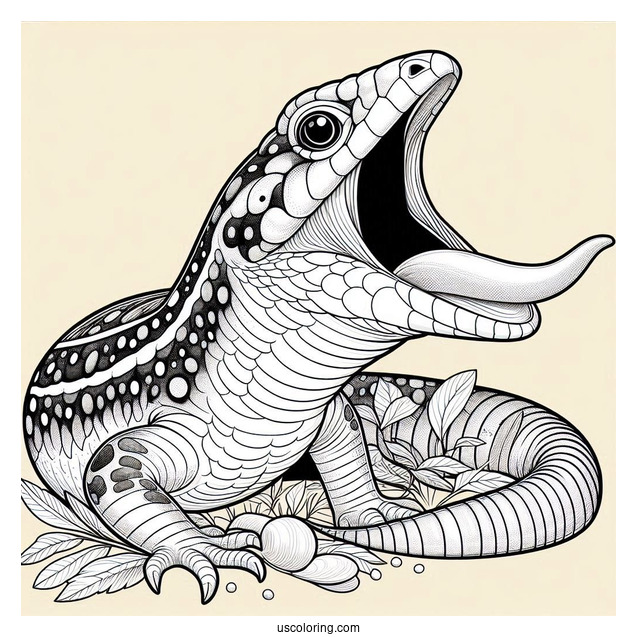 Blue Tongued Skink Lizard Coloring Page Hissing