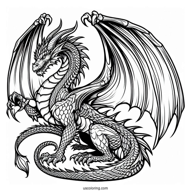 Fierce Looking Dragon With Wings And Claws Out