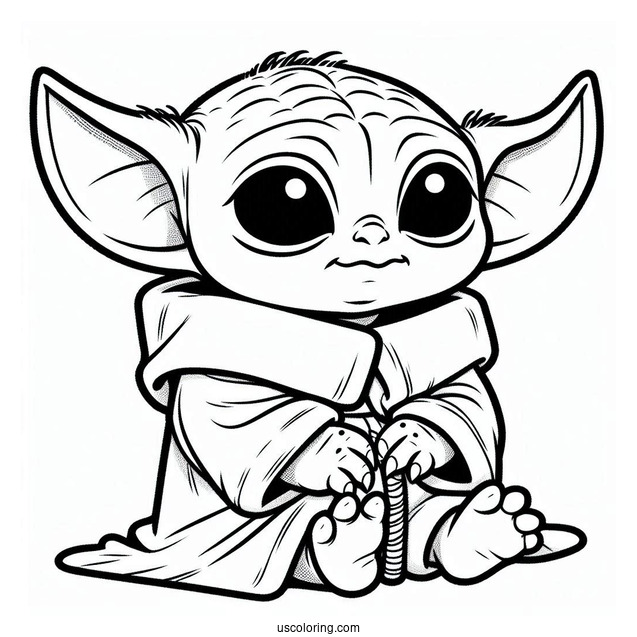 Cute Baby Yoda And Stich To Color