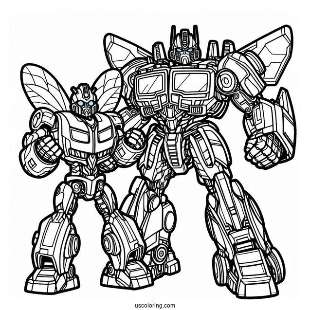 Optimus Prime vs Bumblebee Coloring Page