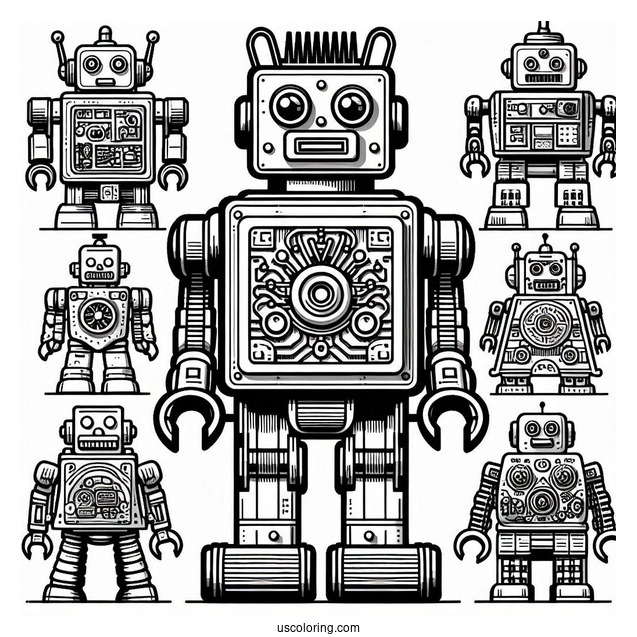 Vintage Lego Robot Coloring Picture