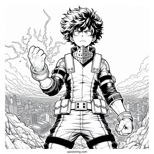 My Hero Academia Deku Coloring Page Poster