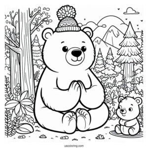 Bear Coloring Page Of Yogi With Boo Boo In The Forest