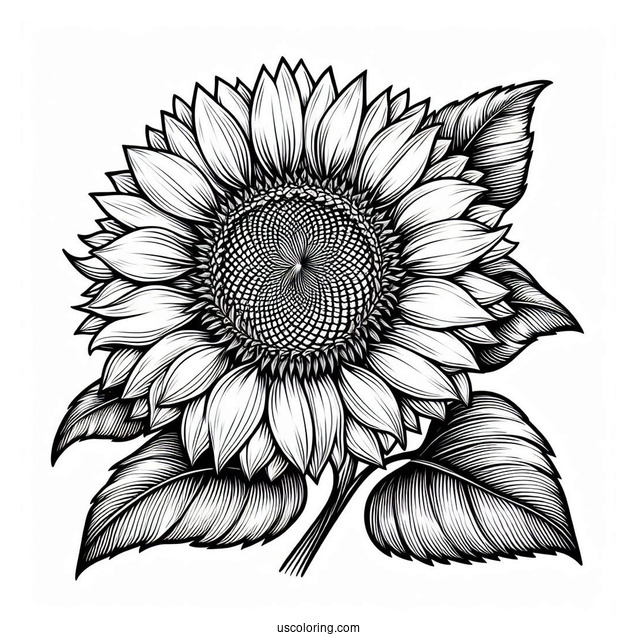 Big Bold Sunflower Coloring For Adults