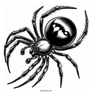 Detailed Black Widow Spider Coloring Sheet