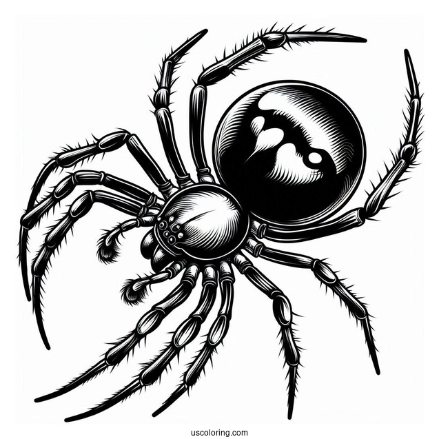 Detailed Black Widow Spider Coloring Sheet