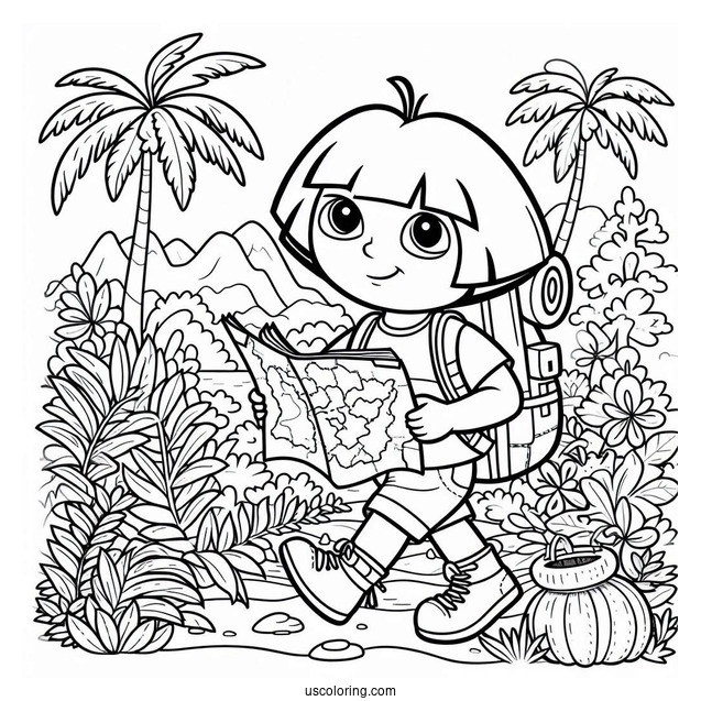 Dora Exploring With Her Backpack And Map