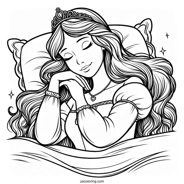 Young Sleeping Beauty Coloring Page Aurora For Kids