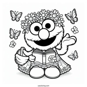 Simple Elmo Coloring Sheet For Kids