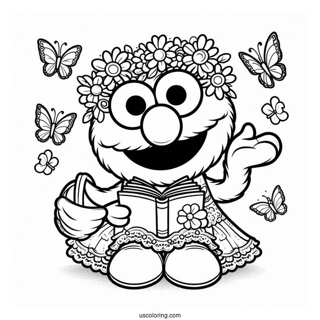 Simple Elmo Coloring Sheet For Kids