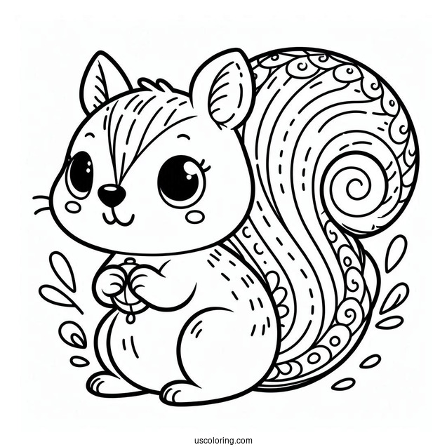 Simple Smiling Squirrel Coloring Page For Kids