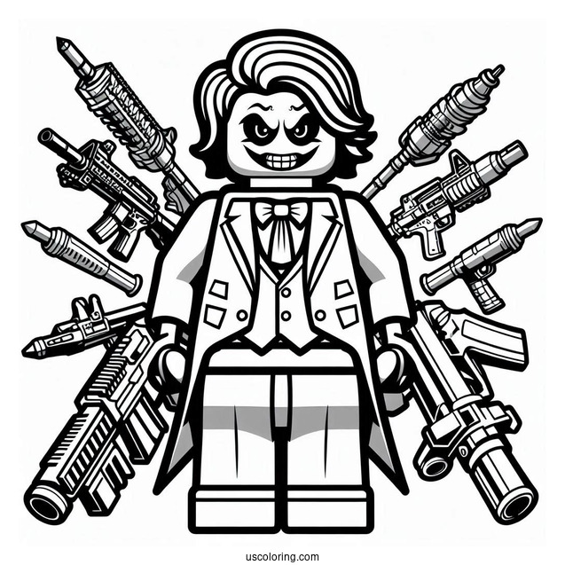 Lego Joker With Weapons Coloring Sheet