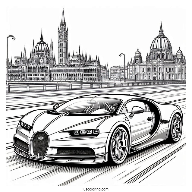 High Speed Bugatti Coloring Page Chiron On The Road
