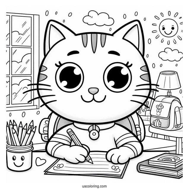 Pete The Cat At School Coloring Page