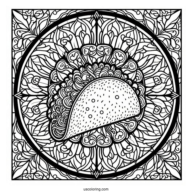 Taco In Front Of An Intricate Stained Glass