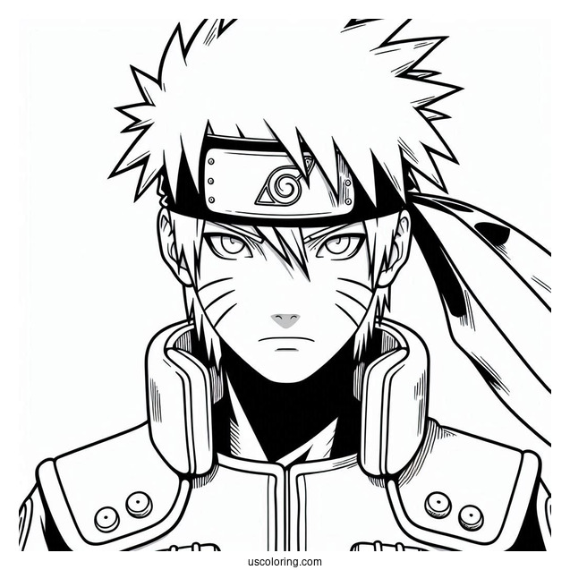 Detailed Hatake Kakashi Coloring Page Outline In Shinobi Uniform
