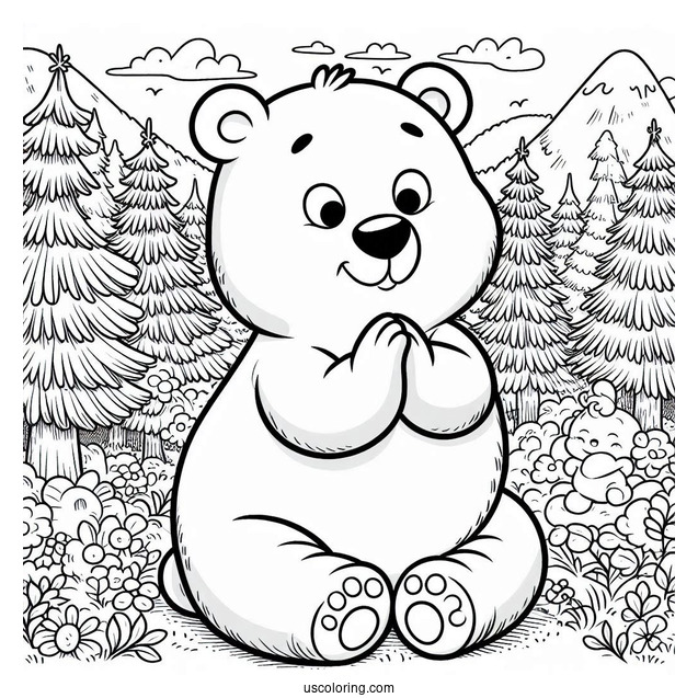 Bear Coloring Page Of Yogi With Boo Boo In The Forest