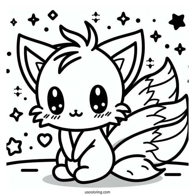 Kawaii Tails Coloring Page For Preschoolers