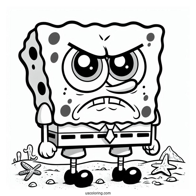 SpongeBob Coloring Page Of Frowning Sam Star In Bikini Bottom