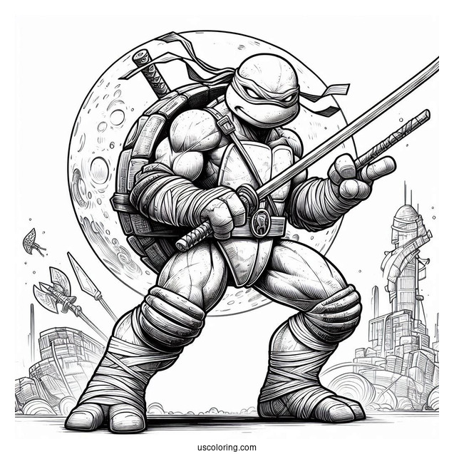 Ninja Turtles Coloring Page Of Detailed Rafael