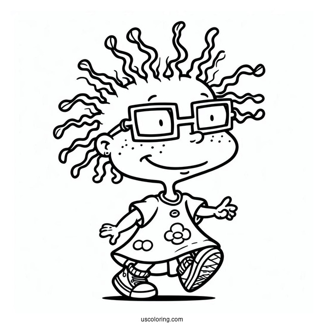Rugrats Coloring Page Of Simple Chuckie Finster Outline For Kids