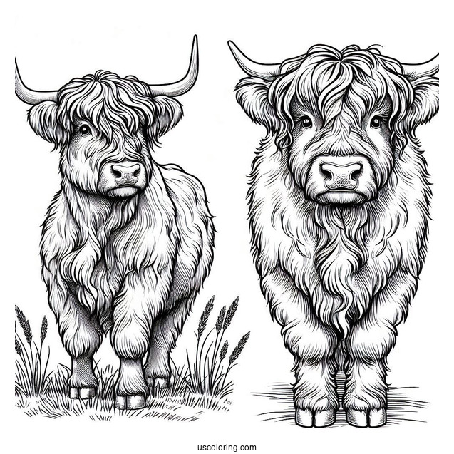 Shaggy Highland Bull Coloring Sheet