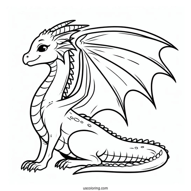 Simple Outline Of a Dragon To Color For Kids