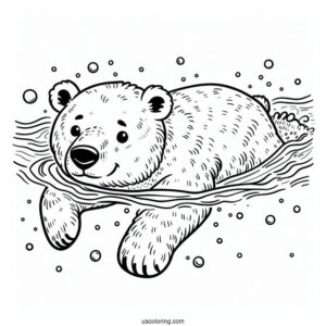 Polar Bear Swimming Coloring Sheet
