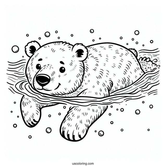 Polar Bear Swimming Coloring Sheet