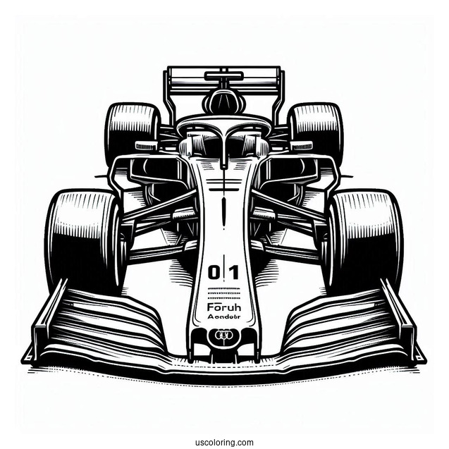 Front View Of Audi F1 Coloring Page Race Car
