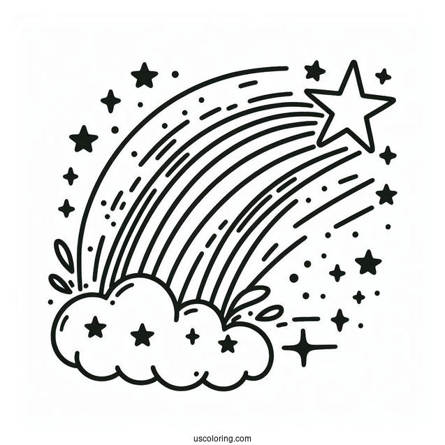 Rainbow Shooting Star Coloring Page