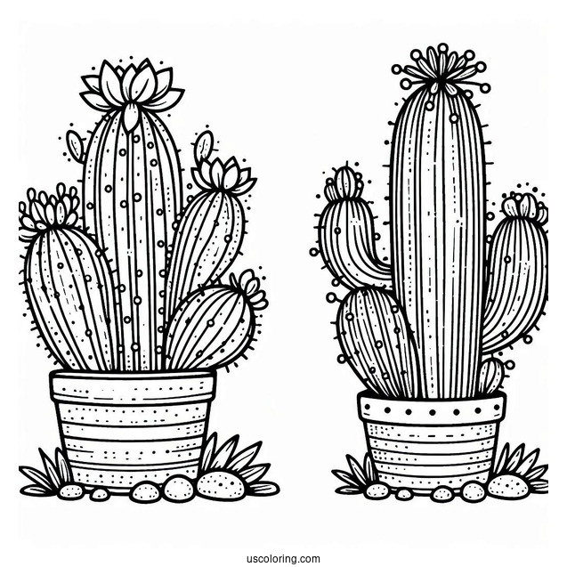 Abstract Cactus Coloring Page