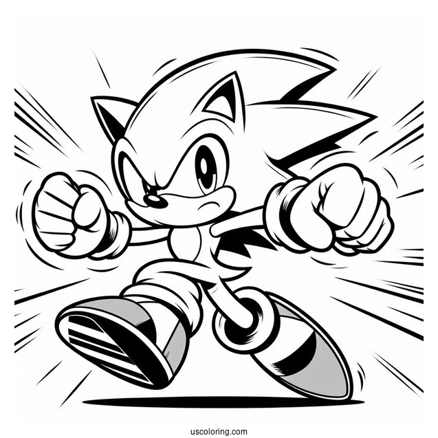 Super Sonic Coloring Page In Fighting Pose For Kids