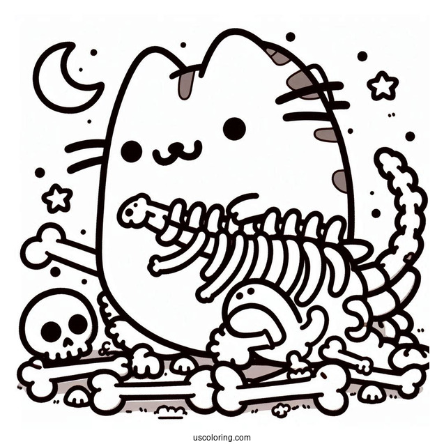 Pusheen T-Rex Dinosaur With Bones