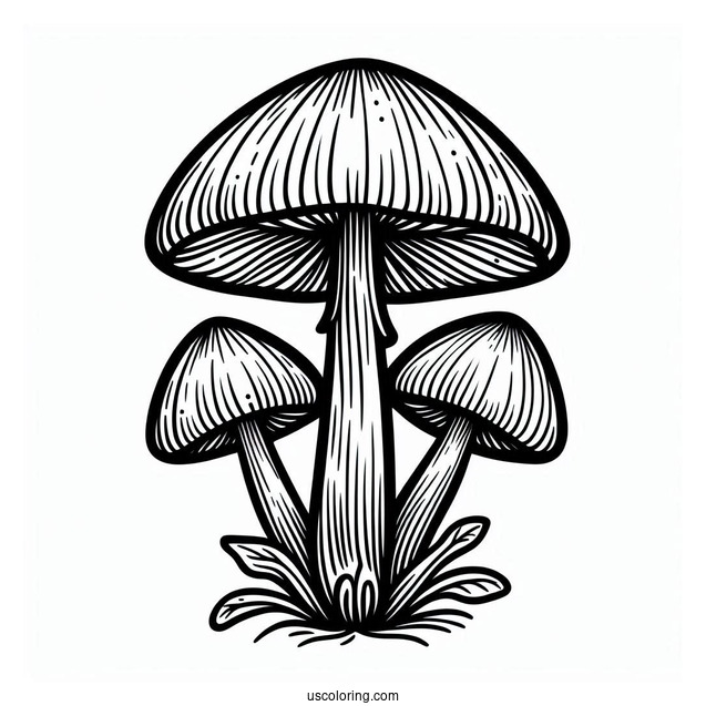 Bell Shaped Mushroom Coloring Page For Kids