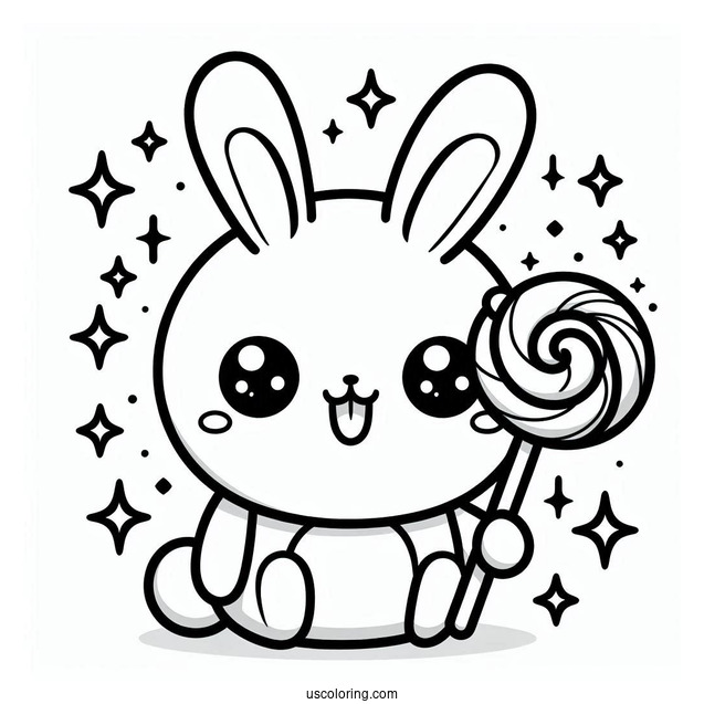 Sunny Bunnies Coloring Page Of Kawaii Big Boo With Lollipop For Kids