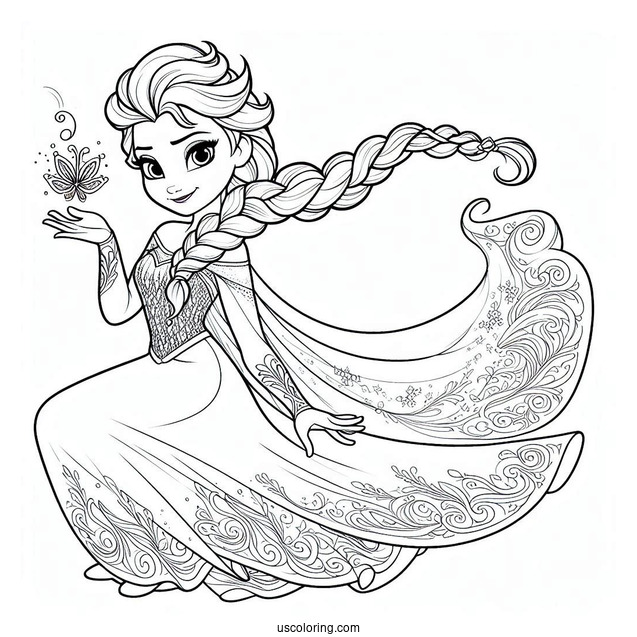 Detailed Magical Elsa Coloring Sheet