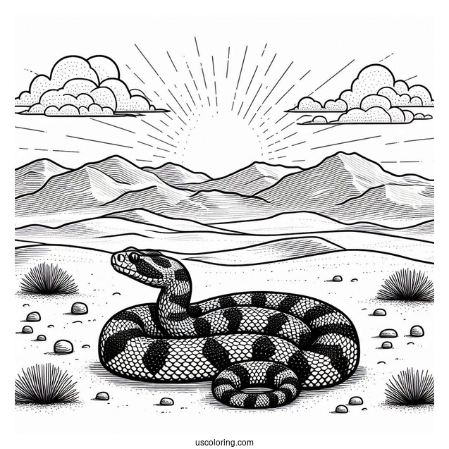 Detailed Black Tailed Rattlesnake In The Desert