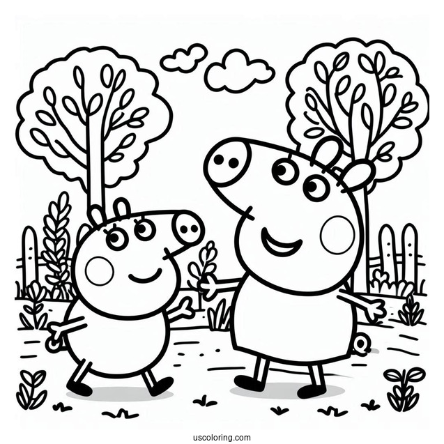 Peppa Pig Playing With Friend Outside