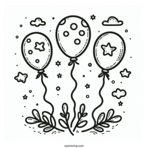 Coloring Page Of Three Balloons