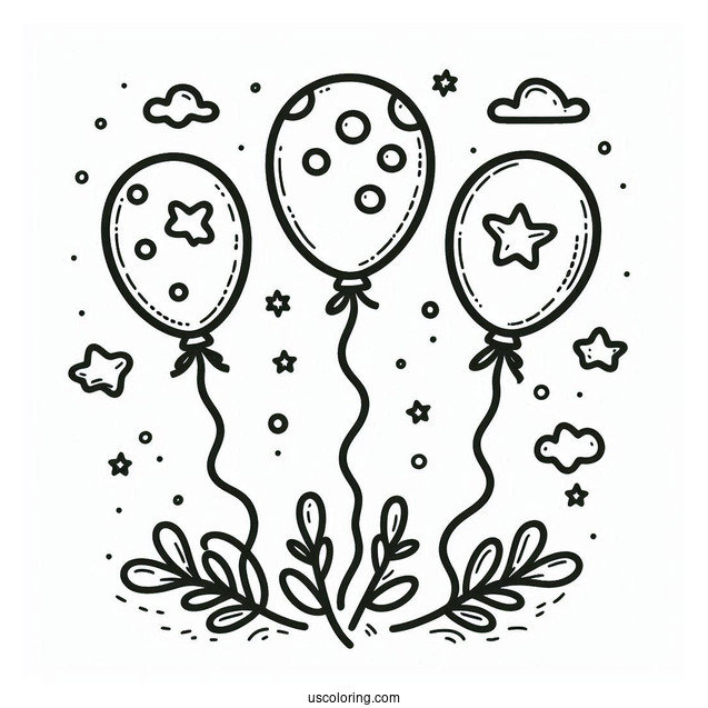 Coloring Page Of Three Balloons