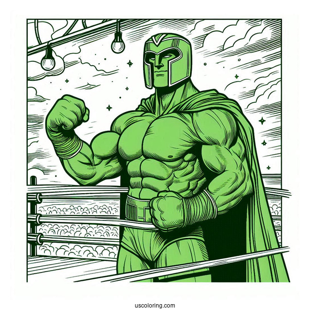Hulk Coloring Page With Helmet Fighting In A Stadium