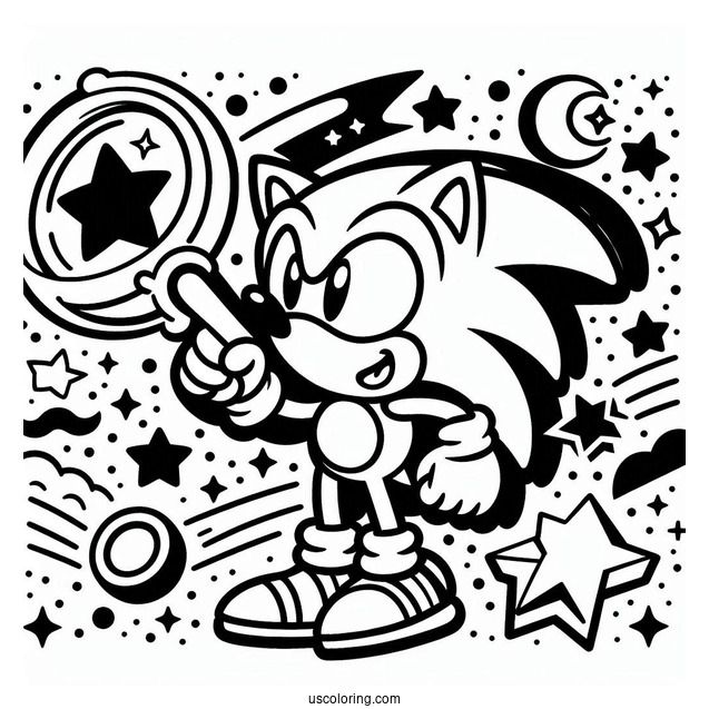 Sonic Pointing Finder With Stars To Color