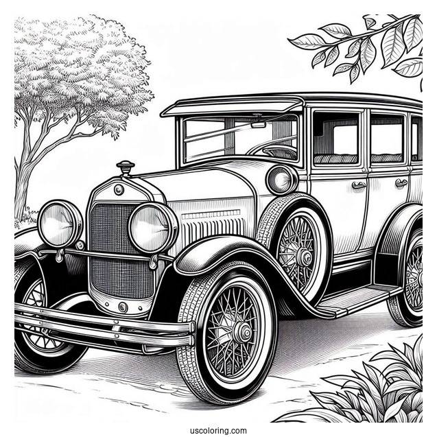 Vintage Sedan Car Coloring Page
